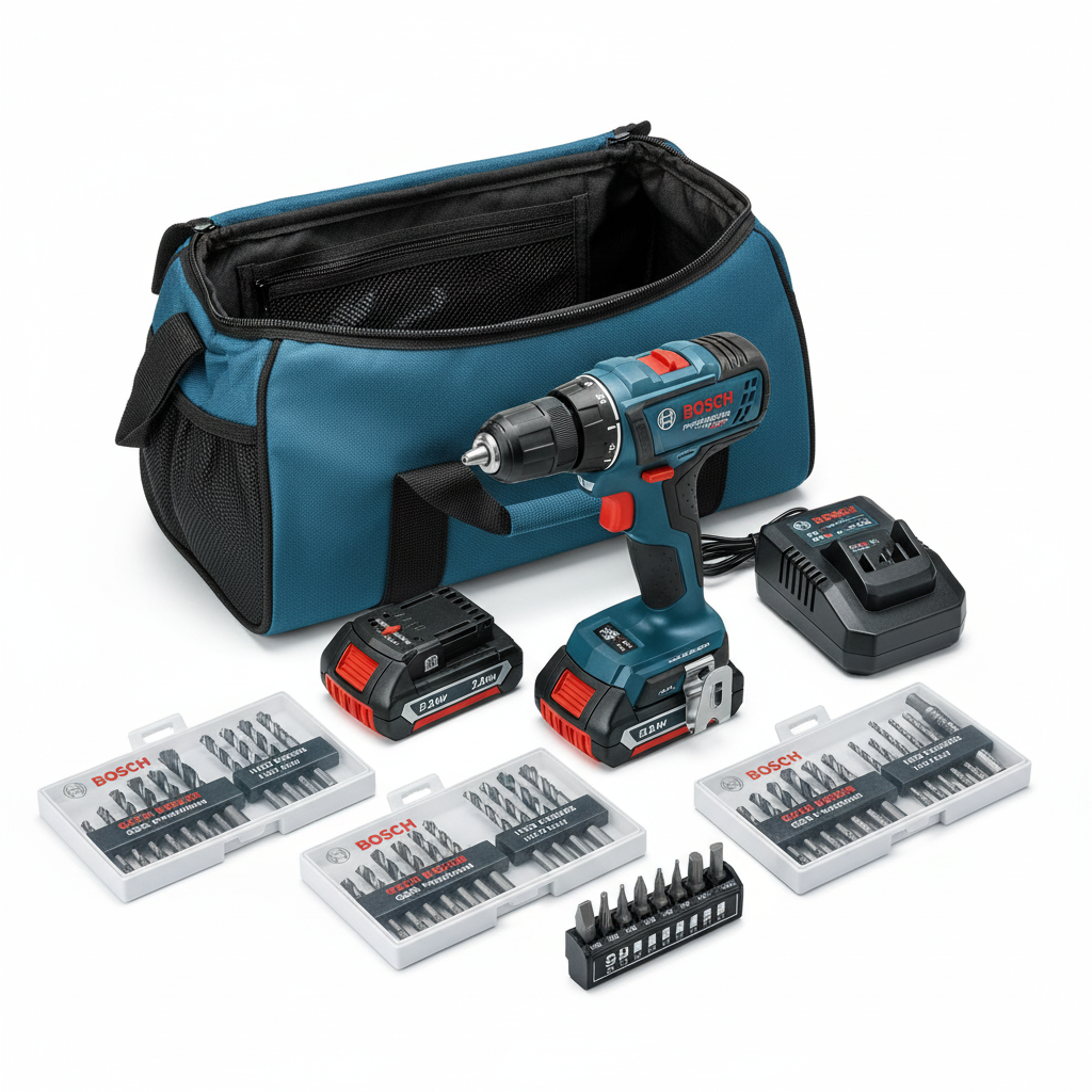 Pack complet perceuse sans-fil Bosch Professional GSR 12V-15 avec 2 batteries 2Ah, chargeur, 39 accessoires et sacoche