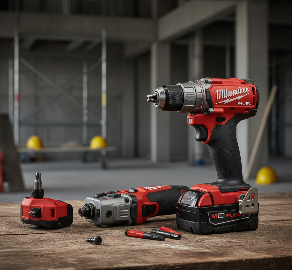 Outils Milwaukee M18 professionnels testés sur chantier - visseuse batterie et multifonction