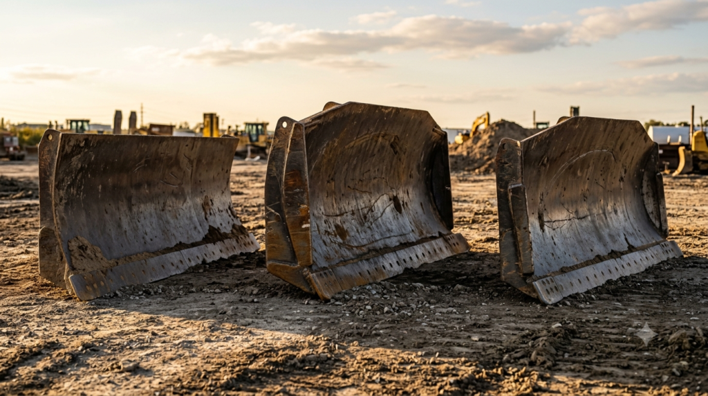 "Professional photography of bulldozer cab interior view, operator's perspective showing GPS machine control display screen with colorful 3D terrain model and blade position indicators glowing in cabin, through windshield large construction site visible with freshly graded flat platform surface stretching to horizon, GPS antenna masts visible on blade outside, golden hour light, photorealistic, 16:9 ratio, cinematic composition, no faces visible" `--ar 16:9 --style raw --v 6`
