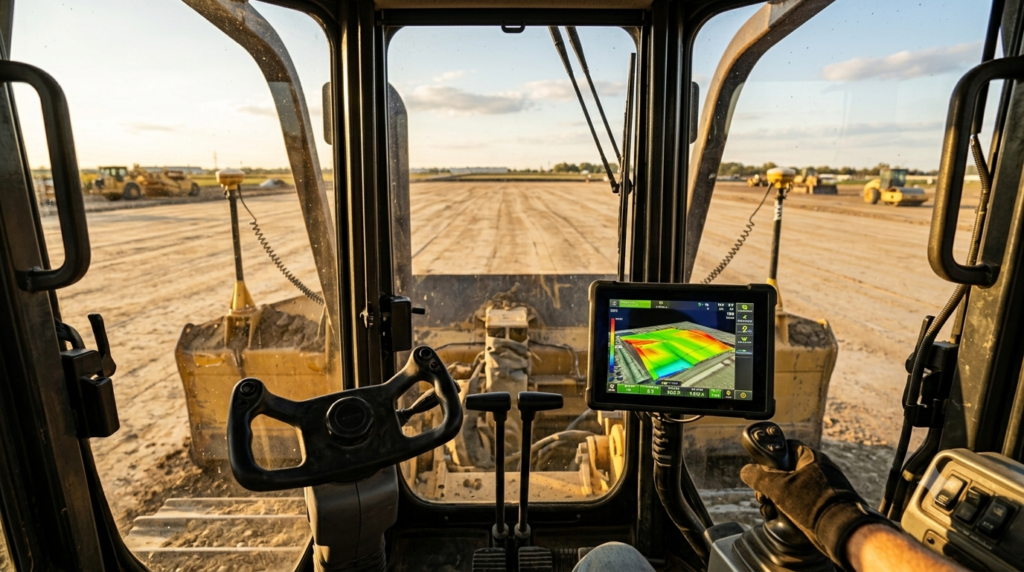 "Split composition professional photography, left side showing tracked bulldozer Caterpillar D8T pushing large volume of earth on steep muddy slope in forest environment, right side showing wheel dozer Caterpillar 834K working on flat compacted urban demolition site with paved surfaces visible, dramatic contrast between two working environments, realistic heavy equipment photography, natural daylight, photorealistic, 16:9 ratio, no people visible" `--ar 16:9 --style raw --v 6`