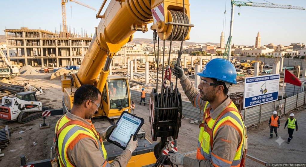 An electric tower crane on an urban construction site with energy consumption display screen visible in cab, modern residential buildings under construction, photorealistic, professional photography